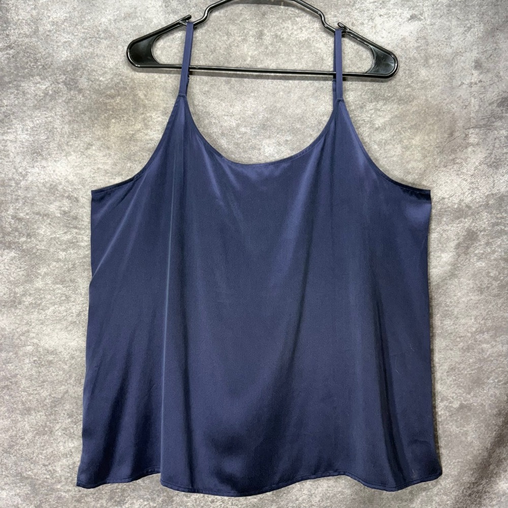 Eileen Fisher Navy Blue 100% Silk Camisole Tank Top Size XL Basic Minimalist